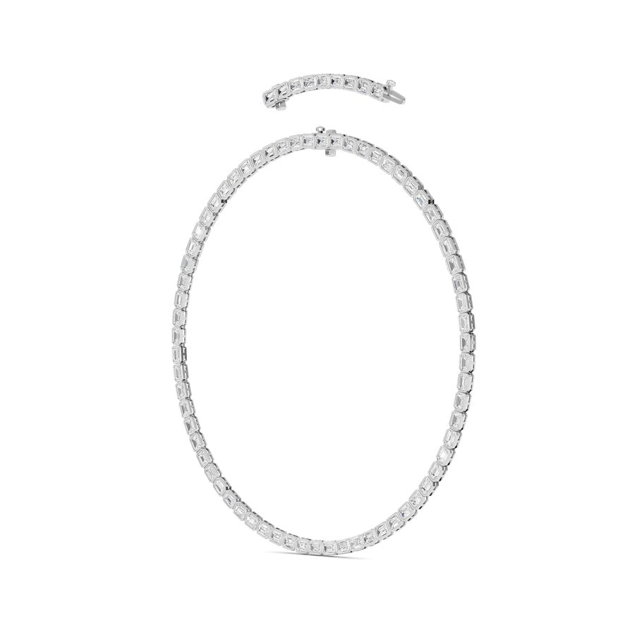 30Cttw Emerald Shaped Lab Grown Diamond (F/VS ) Bezel Set Necklace in 14K Gold