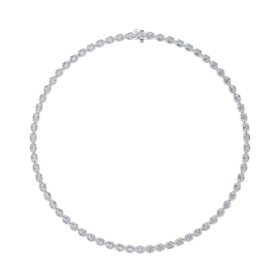 22.25Cttw Oval Shaped Lab Grown Diamond (F/VS) East West Bezel Set Necklace in 14K Gold
