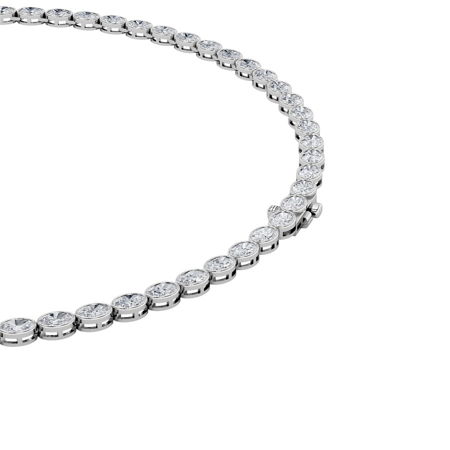 22.25Cttw Oval Shaped Lab Grown Diamond (F/VS) East West Bezel Set Necklace in 14K Gold