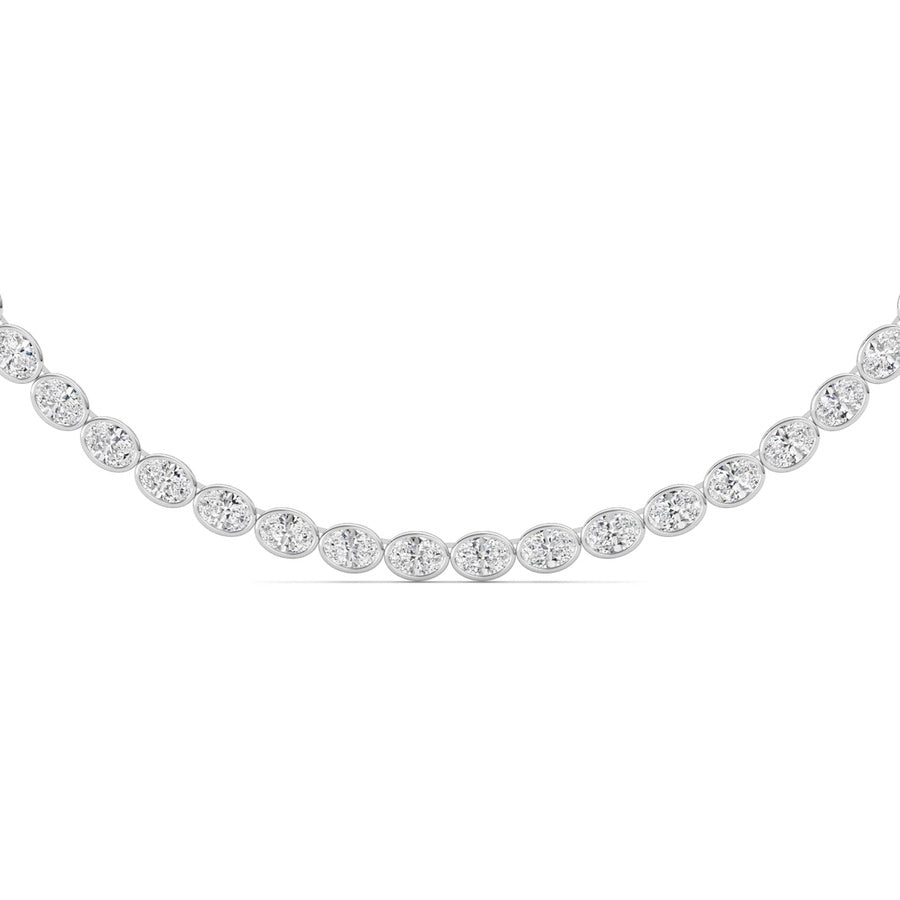 30Cttw Oval Lab Grown Diamond (F/VS ) Bezel Set Necklace in 14K Gold