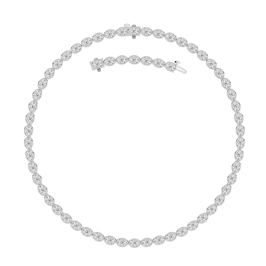 30Cttw Oval Lab Grown Diamond (F/VS ) Bezel Set Necklace in 14K Gold