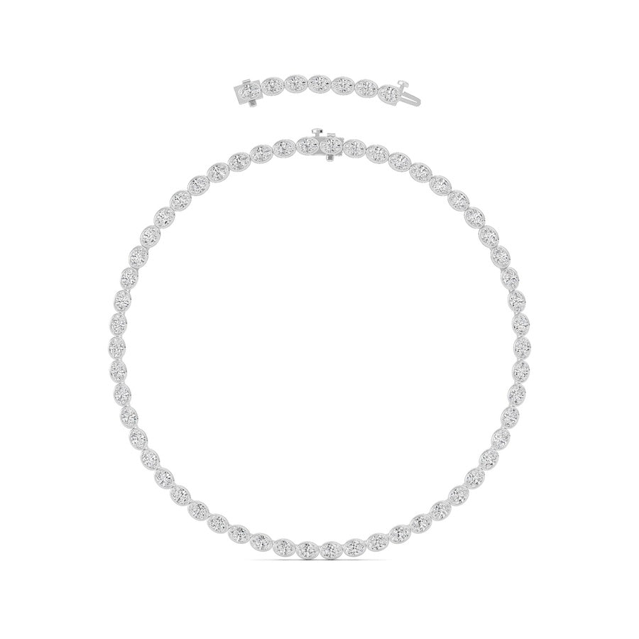 30Cttw Oval Lab Grown Diamond (F/VS ) Bezel Set Necklace in 14K Gold