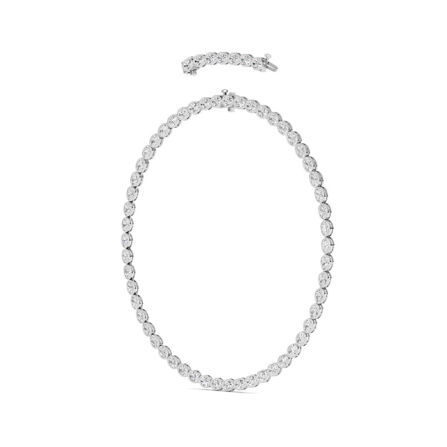 30Cttw Oval Lab Grown Diamond (F/VS ) Bezel Set Necklace in 14K Gold