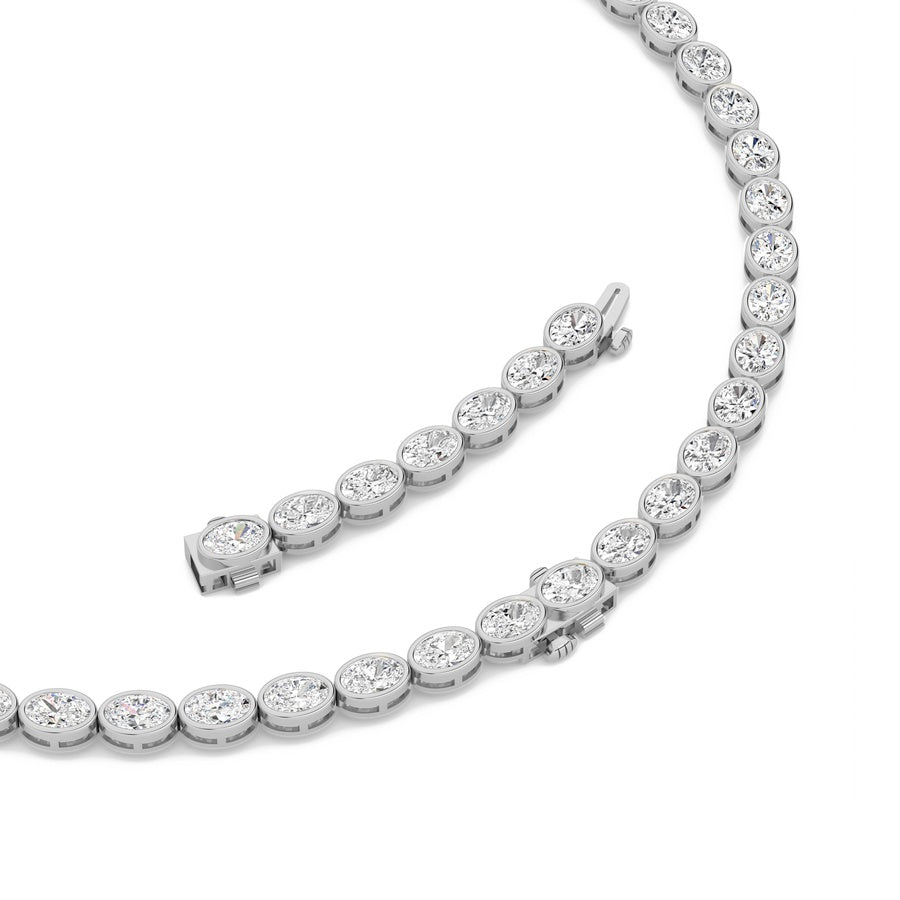 30Cttw Oval Lab Grown Diamond (F/VS ) Bezel Set Necklace in 14K Gold