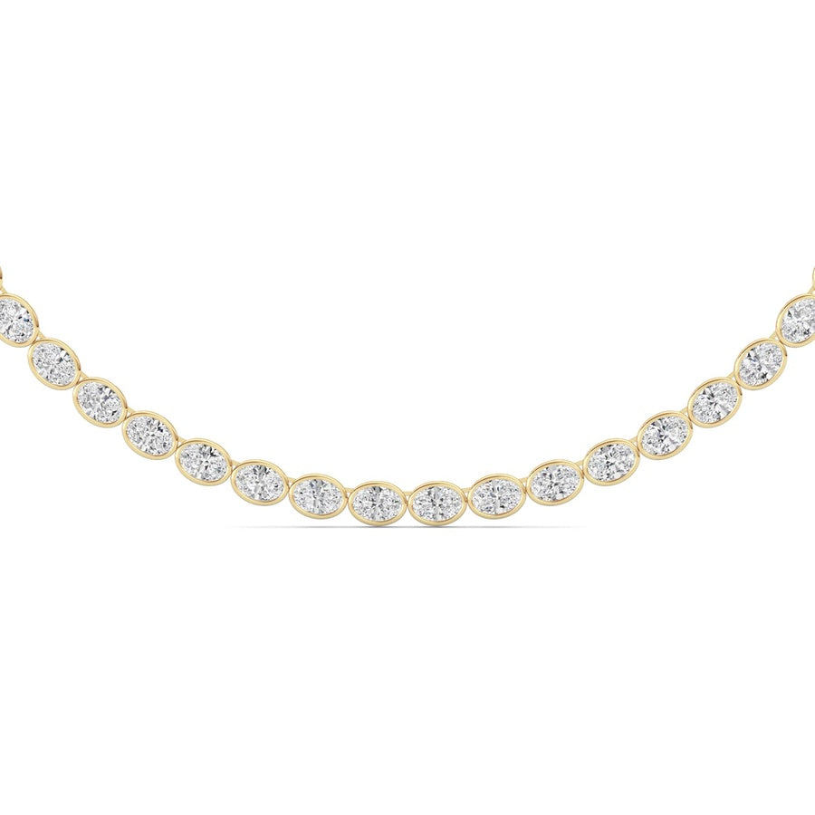 30Cttw Oval Lab Grown Diamond (F/VS ) Bezel Set Necklace in 14K Gold
