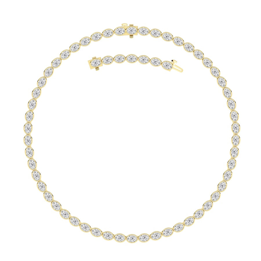 30Cttw Oval Lab Grown Diamond (F/VS ) Bezel Set Necklace in 14K Gold