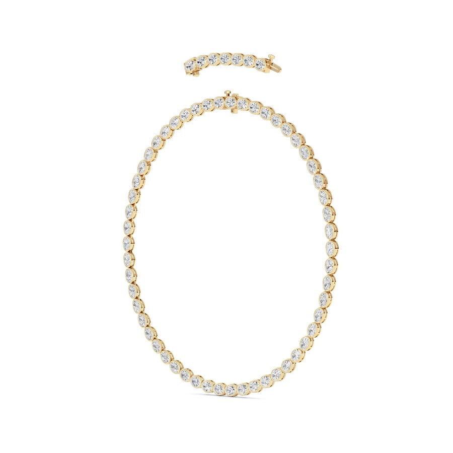 30Cttw Oval Lab Grown Diamond (F/VS ) Bezel Set Necklace in 14K Gold