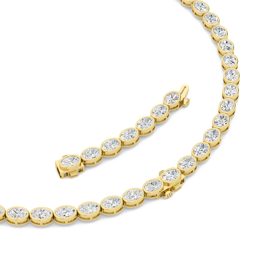 30Cttw Oval Lab Grown Diamond (F/VS ) Bezel Set Necklace in 14K Gold