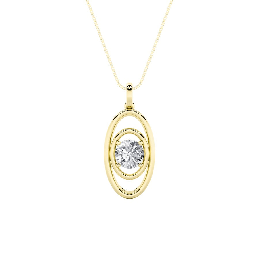 1Cttw Round Shaped Lab Grown Diamond (F/VS) Concentric Fancy Pendant in 14K Gold