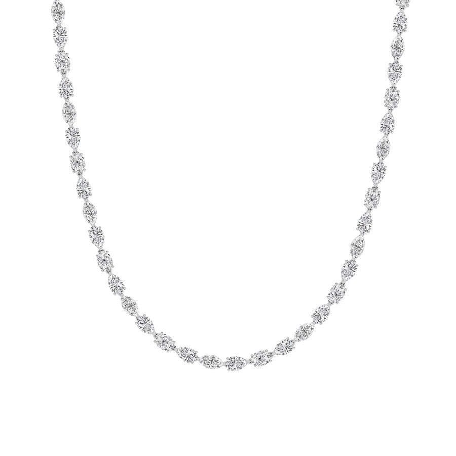 25Cttw Mix Shaped Lab Grown Diamond (F/VS ) TennisNecklace in 14K Gold