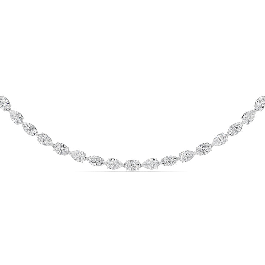 25Cttw Mix Shaped Lab Grown Diamond (F/VS ) TennisNecklace in 14K Gold