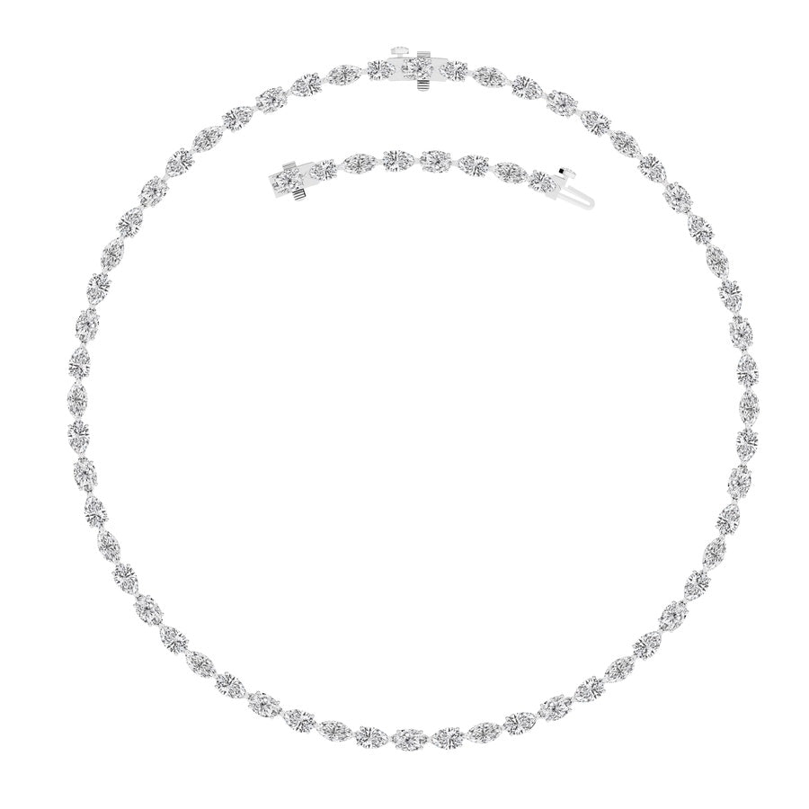 25Cttw Mix Shaped Lab Grown Diamond (F/VS ) TennisNecklace in 14K Gold
