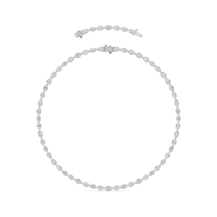 25Cttw Mix Shaped Lab Grown Diamond (F/VS ) TennisNecklace in 14K Gold
