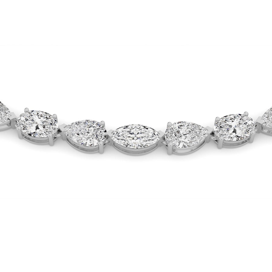 25Cttw Mix Shaped Lab Grown Diamond (F/VS ) TennisNecklace in 14K Gold