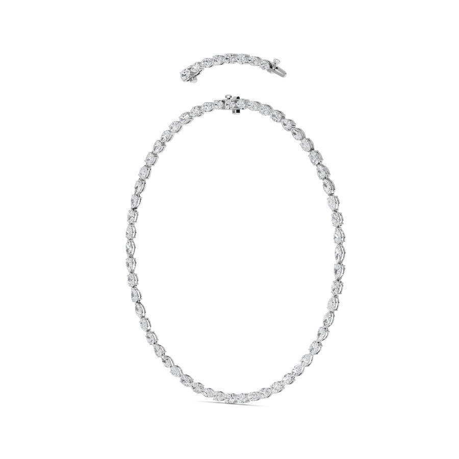 25Cttw Mix Shaped Lab Grown Diamond (F/VS ) TennisNecklace in 14K Gold