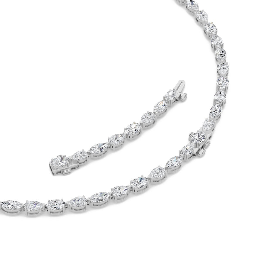 25Cttw Mix Shaped Lab Grown Diamond (F/VS ) TennisNecklace in 14K Gold