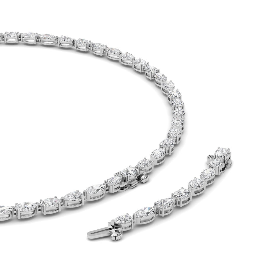 25Cttw Mix Shaped Lab Grown Diamond (F/VS ) TennisNecklace in 14K Gold