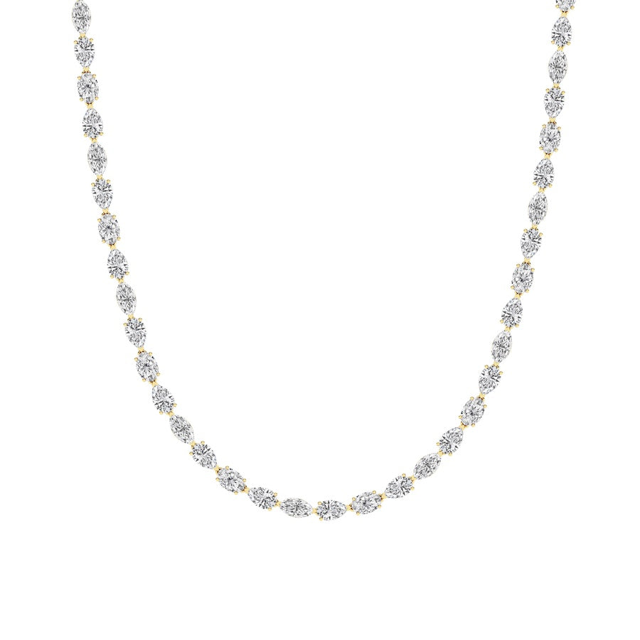 25Cttw Mix Shaped Lab Grown Diamond (F/VS ) TennisNecklace in 14K Gold