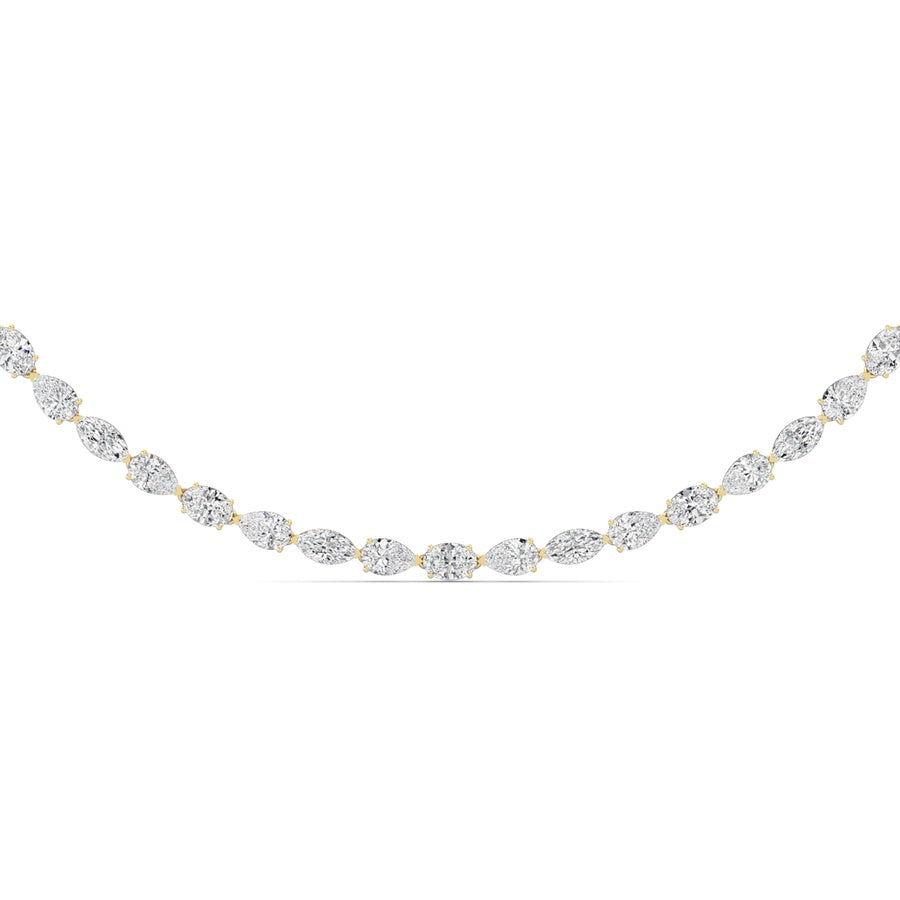 25Cttw Mix Shaped Lab Grown Diamond (F/VS ) TennisNecklace in 14K Gold