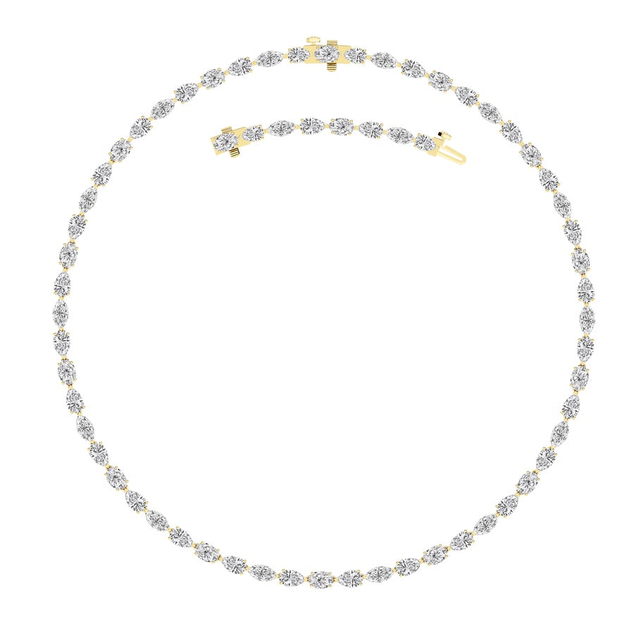 25Cttw Mix Shaped Lab Grown Diamond (F/VS ) TennisNecklace in 14K Gold