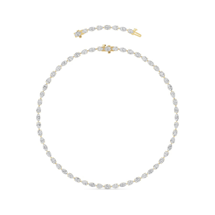 25Cttw Mix Shaped Lab Grown Diamond (F/VS ) TennisNecklace in 14K Gold