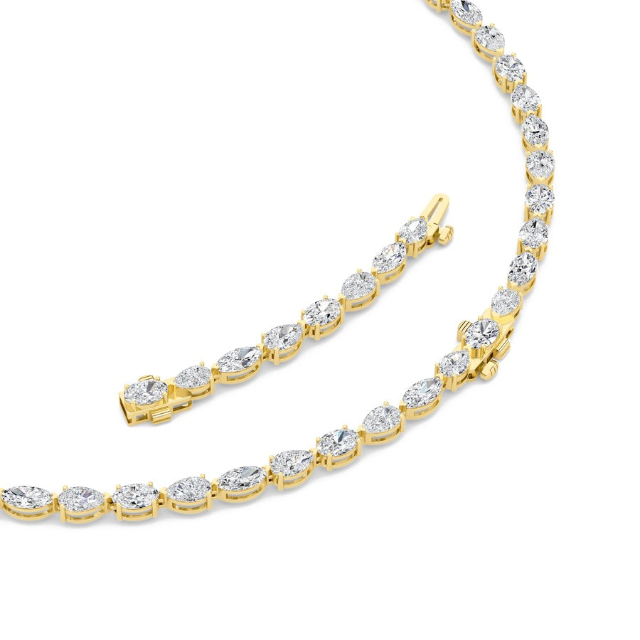 25Cttw Mix Shaped Lab Grown Diamond (F/VS ) TennisNecklace in 14K Gold