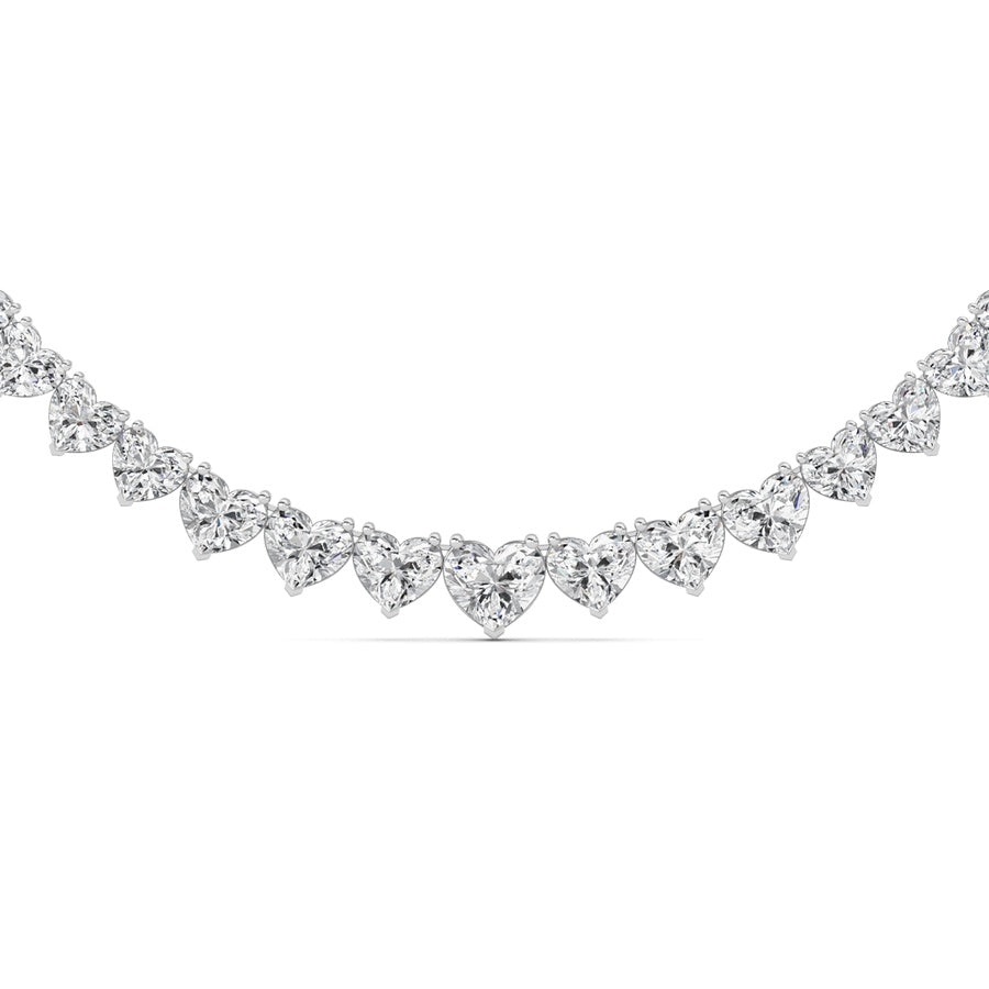 65Cttw Heart Shaped Lab Grown Diamond (F/VS ) Tennis Necklace in 14K Gold