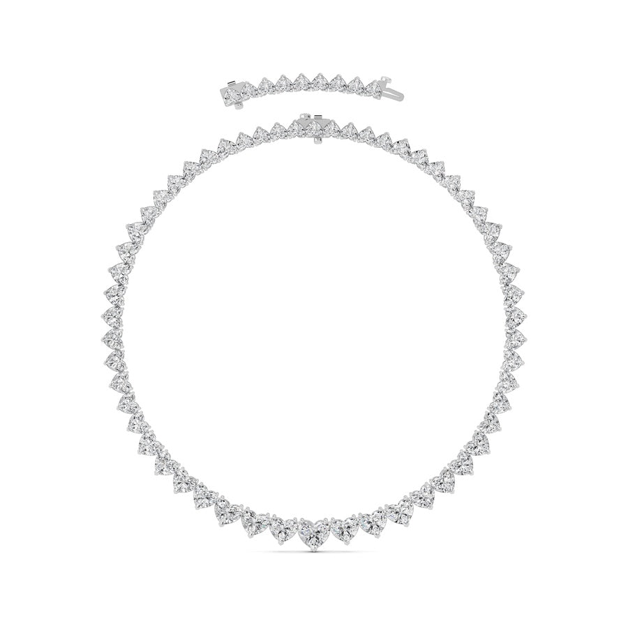 65Cttw Heart Shaped Lab Grown Diamond (F/VS ) Tennis Necklace in 14K Gold