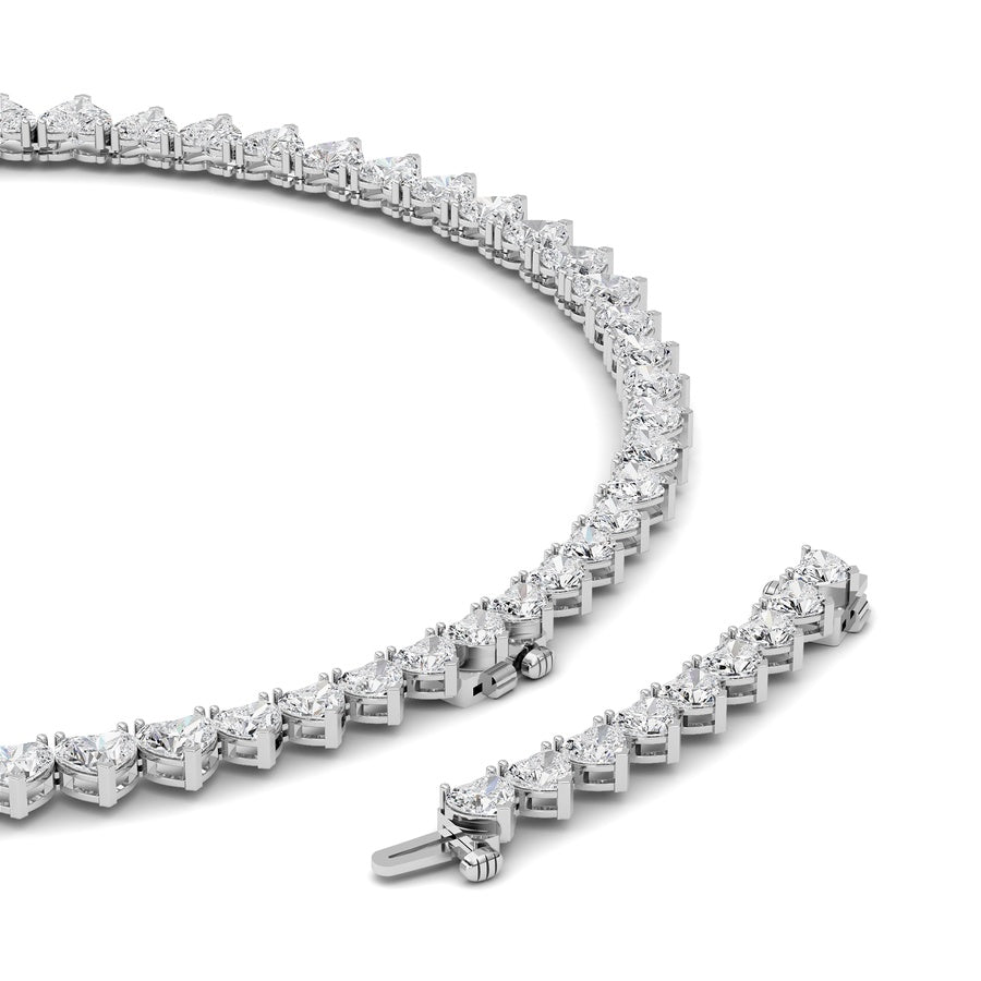 65Cttw Heart Shaped Lab Grown Diamond (F/VS ) Tennis Necklace in 14K Gold