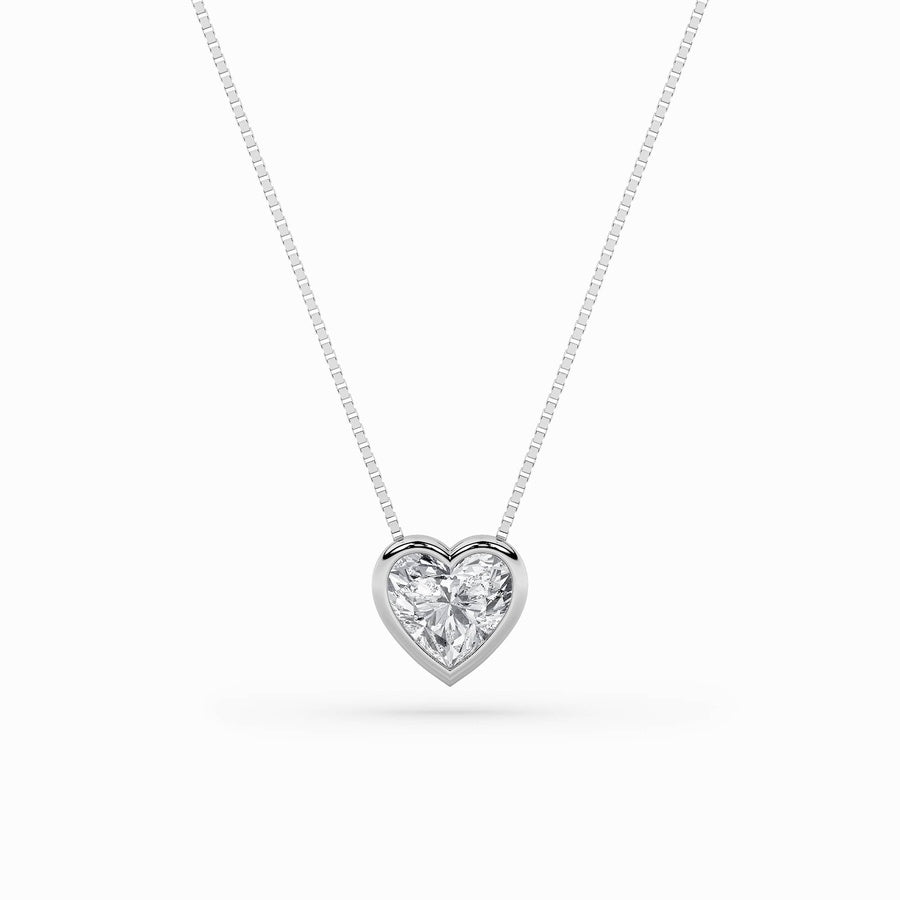 Heart Shape Bezel Set Solitaire Pendant lab grown diamond