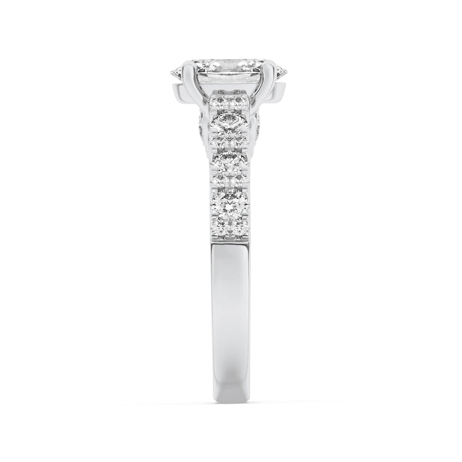 2Cttw Oval Shaped Lab Grown Diamond (F/VS) Accented Milgrain Engagement Ring in 14K Gold