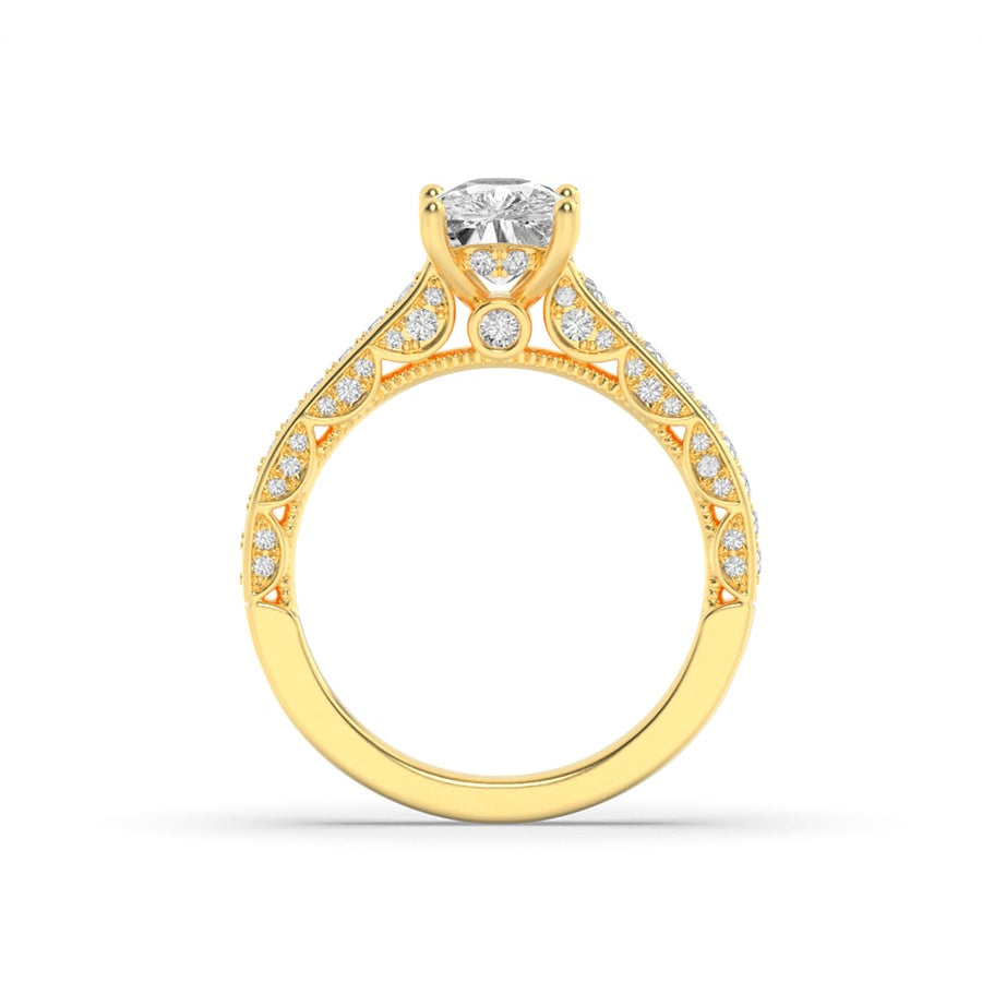 2.5Cttw Elongated Cushion Shaped Lab Grown Diamond(G/VS) Accented Engagement Ring in 14K Gold