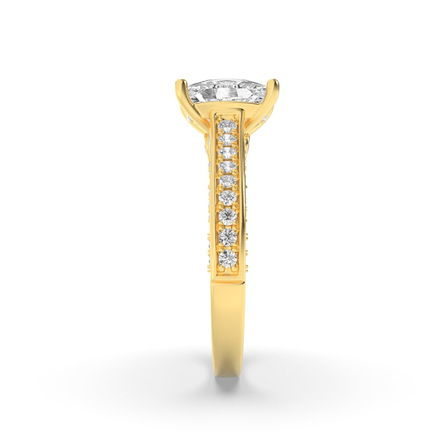2.5Cttw Elongated Cushion Shaped Lab Grown Diamond(G/VS) Accented Engagement Ring in 14K Gold