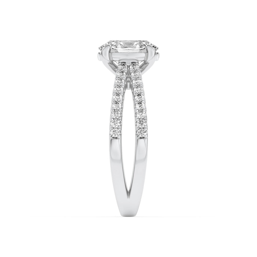 Oval Shape Cross Shank Accented Engagement Ring lab grown diamond
