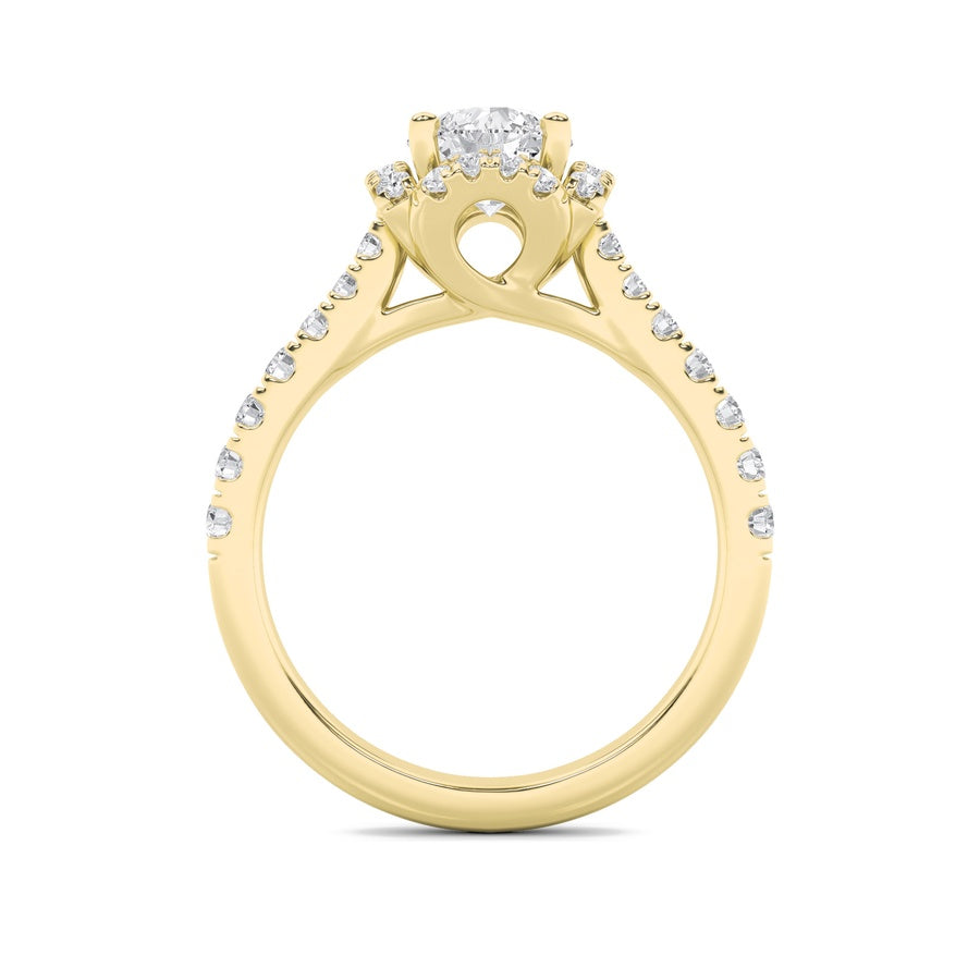 Round Shape Halo Accented Engagement Ring lab grown diamond