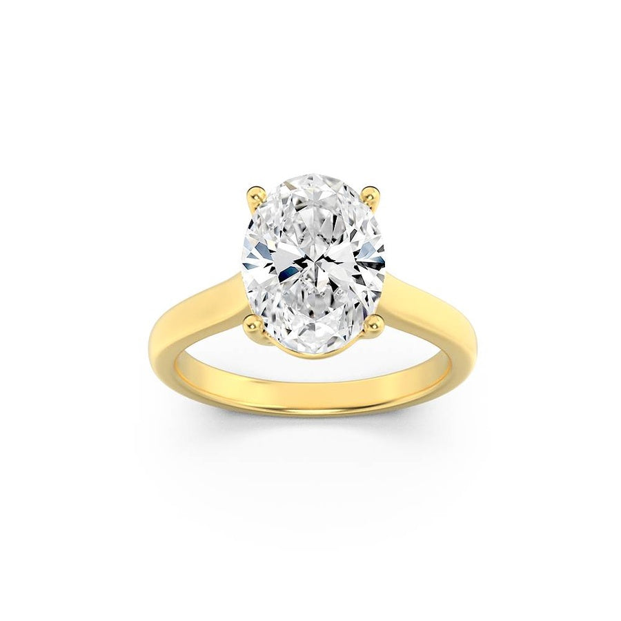 Oval Shape Plain Cathedral Trellis Shank Solitaire Engagement Ring lab grown diamond