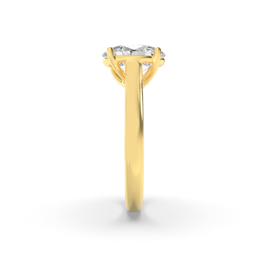 2Cttw Oval Shaped Lab Grown Diamond (F/VS) Plain Cathedral Trellis Shank Solitaire Engagement Ring in 14K Gold