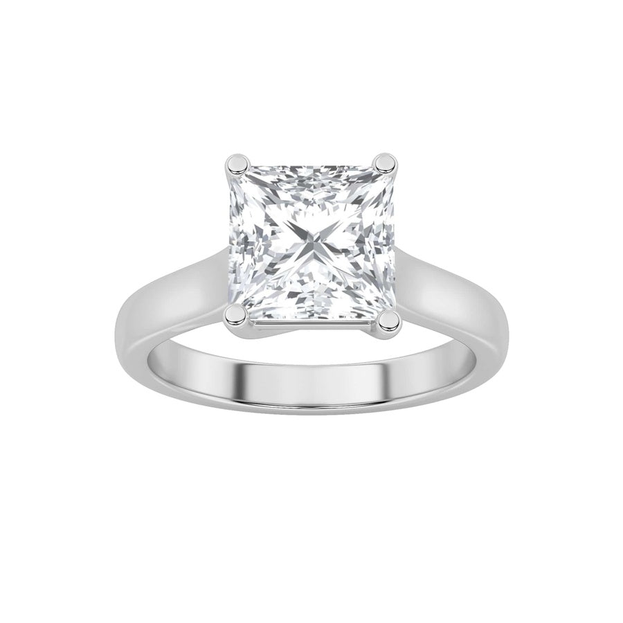 Princess Shape Plain Cathedral Trellis Shank Solitaire Engagement Ring lab grown diamond