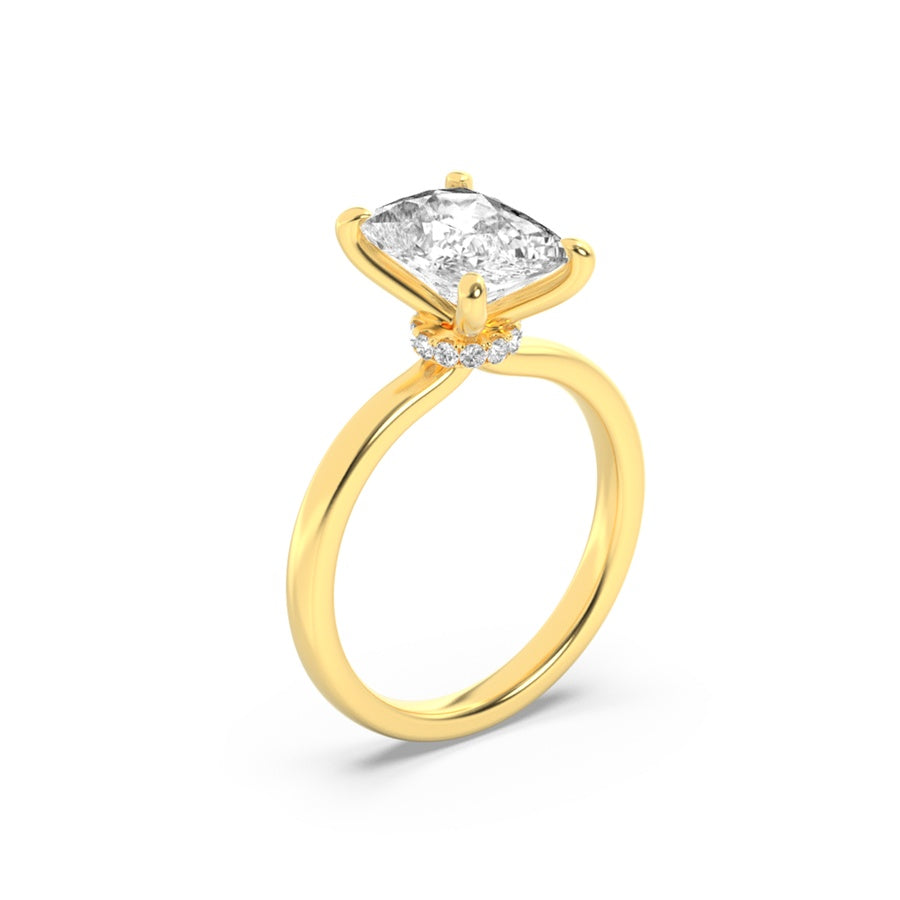 Cushion Shape Hidden Halo Plain Shank Engagement Ring lab grown diamond