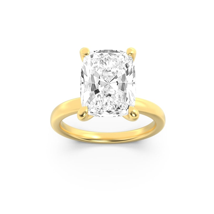 Cushion Shape Hidden Halo Plain Shank Engagement Ring lab grown diamond