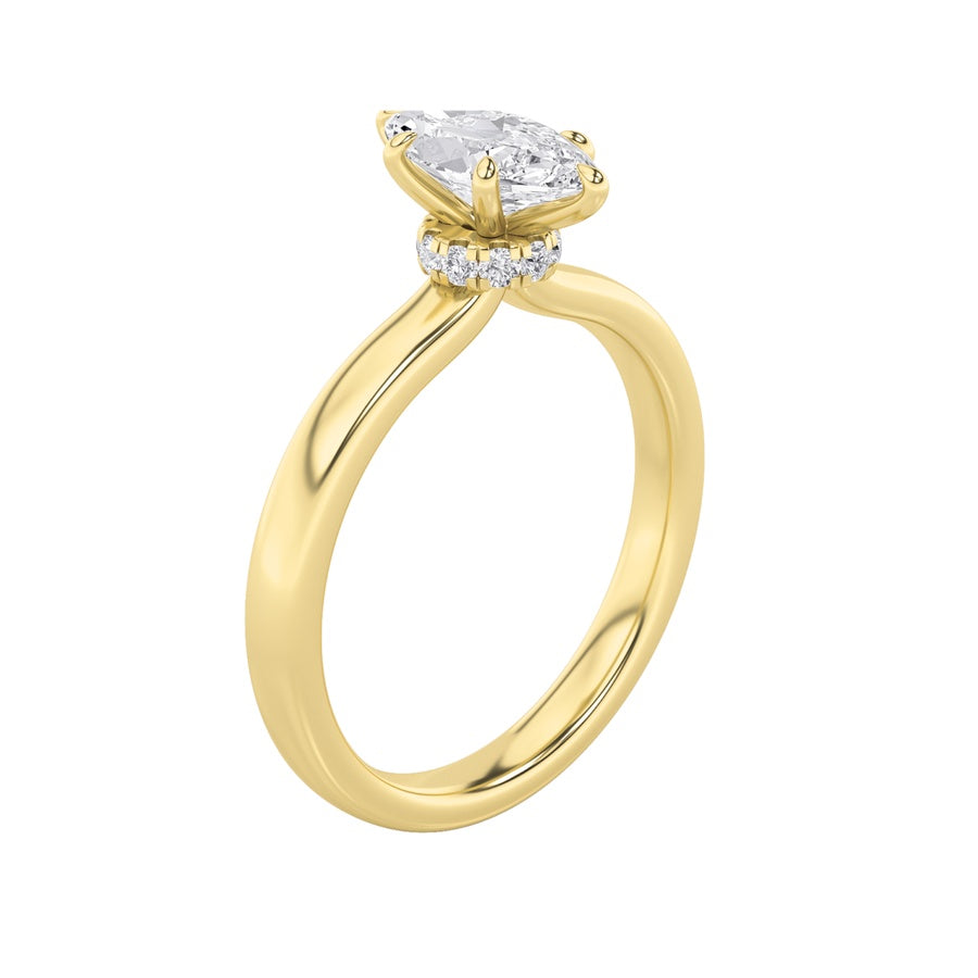 Marquise Shape Hidden Halo Plain Shank Engagement Ring lab grown diamond