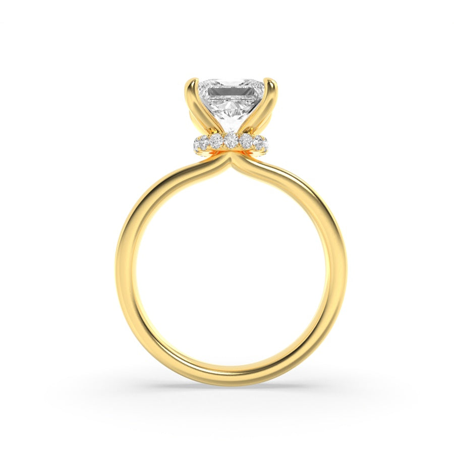 Princess Shape Hidden Halo Plain Shank Engagement Ring lab grown diamond