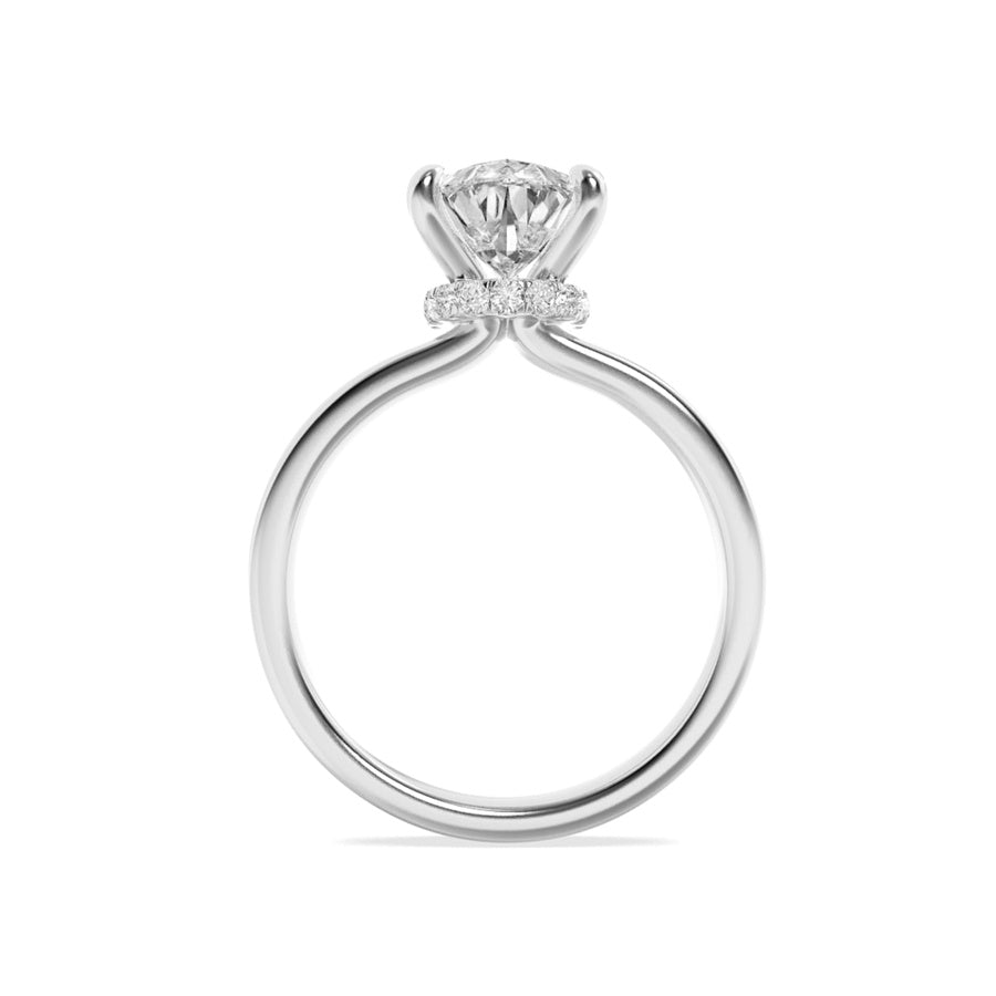 1Cttw Pear Shaped Lab Grown Diamond (F/VS) HiddenHalo Plain Shank Engagement Ring in 14K Gold