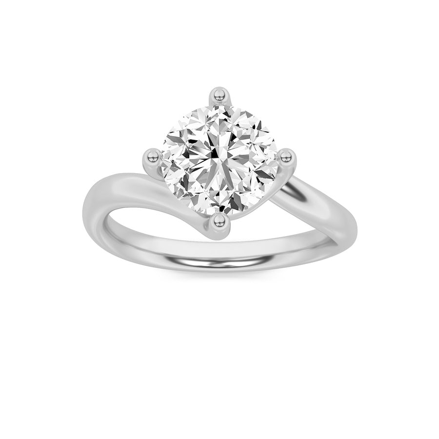 1Cttw Round Shaped Lab Grown Diamond (F/VS) BypassShank Engagement Ring in 14K Gold