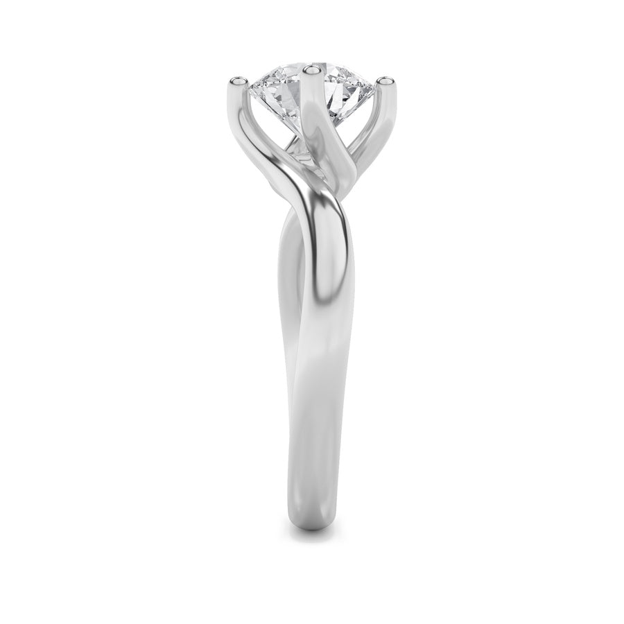 1Cttw Round Shaped Lab Grown Diamond (F/VS) BypassShank Engagement Ring in 14K Gold