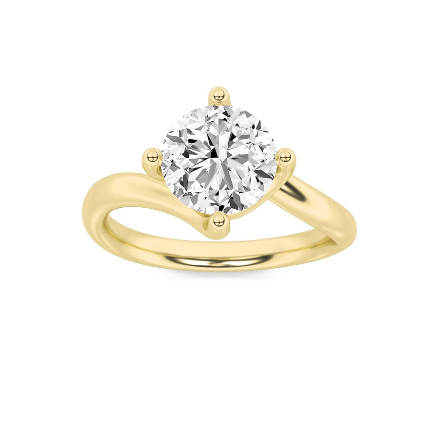 2Cttw Round Shaped Lab Grown Diamond (F/VS) BypassShank Engagement Ring in 14K Gold