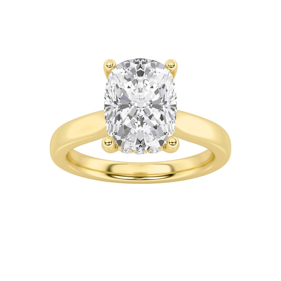 Cushion Shape Hidden Halo Cathedral Shank Engagement Ring lab grown diamond