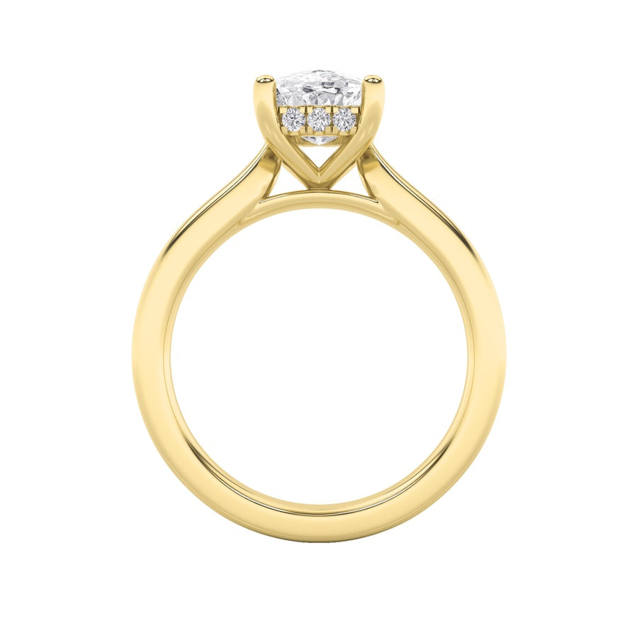 Cushion Shape Hidden Halo Cathedral Shank Engagement Ring lab grown diamond