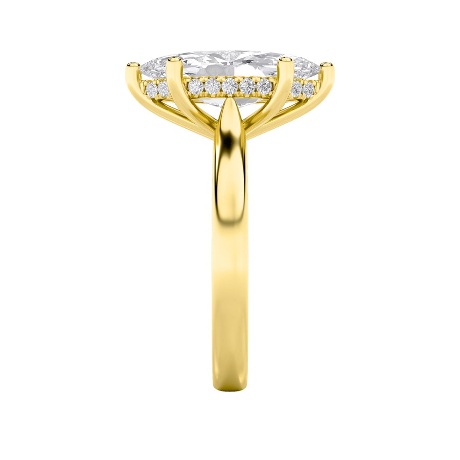 Marquise Shape Hidden Halo Cathedral Shank Engagement Ring lab grown diamond