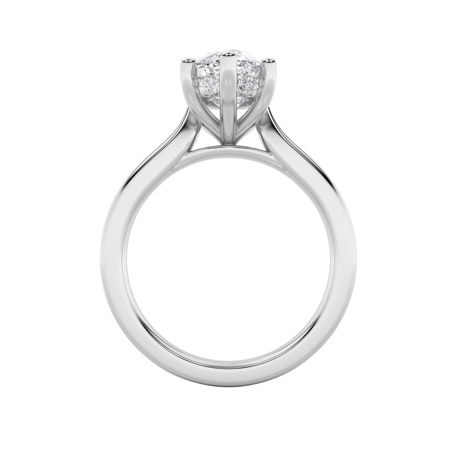 Marquise Shape Hidden Halo Cathedral Shank Engagement Ring lab grown diamond